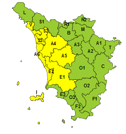 Temporali forti, codice giallo per isole, costa nord e centro e zone adiacenti interne