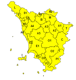 Maltempo, codice giallo per temporali forti su tutta la Toscana